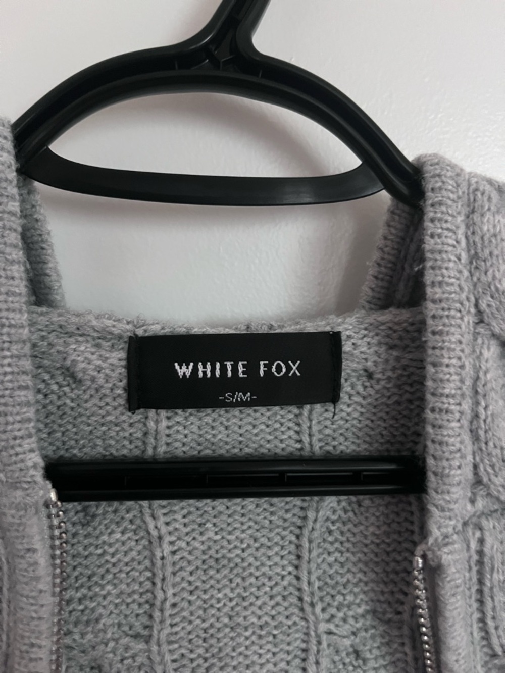 White Fox Grey Cable Knit Zip-Up Sweater - Picture 4 of 4
